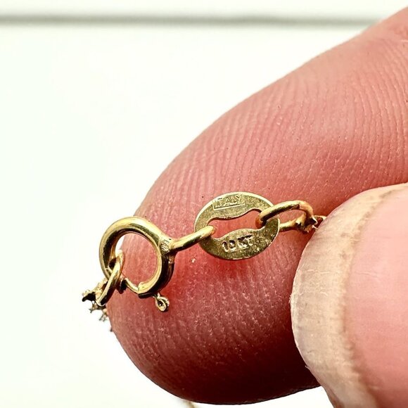 Womens Necklace 10k Yellow Gold Cluster Cubic Zirconia Pendant 20" Chain - Picture 6 of 6